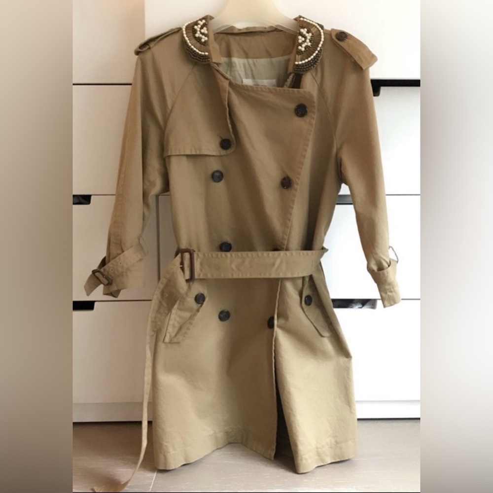 M.Grifoni Denim Tan Double-Breasted Trench Coat